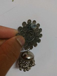 Black Flower Jhumka Earrings