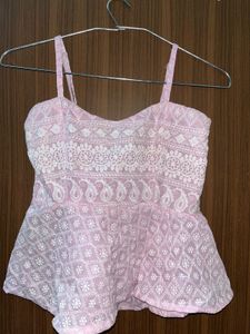 Embroidered Peplum Top