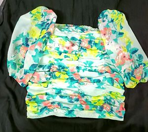Floral Ruched Crop Top