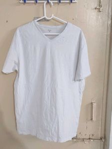 Mens White V Neck T shirt