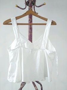 Stradivarius White Peplum Crop Top