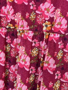 Floral Pink Midi Dress-XL Size