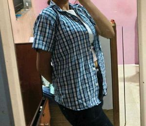 Blue Checker Shirt For Women