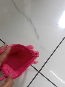 Pink crochet Handbag With Zip