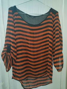 Y2k / punk/ gothic Mahroon and black Stripped top