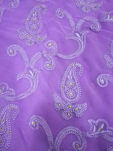 Lavender Paisley Embroidered Saree