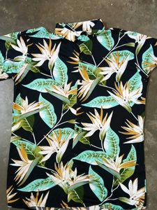 Tropical Print Short Sleeve Shirt L SIZE