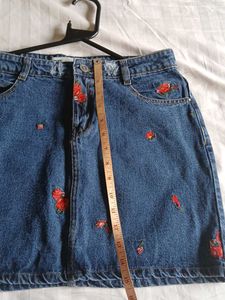 Floral Denim Mini Skirt