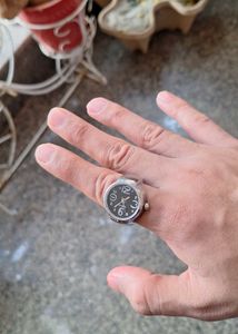 Finger Ring Watch (Silver And Black Colour)