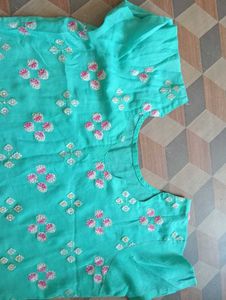 Sky Embroidery Printed Kurti For