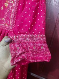 Pink Embroidered Anarkali Kurti