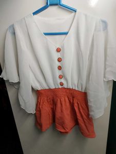 White & Peach Top