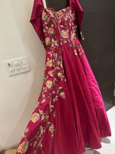 Off Shoulder Gown With Beautiful Work and Flair