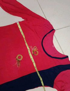 Red Embroidered Kurta