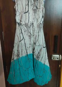 Teal &amp; White Asymmetrical Dress
