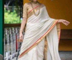 red and golden south indian sare