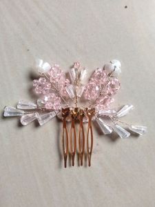 Pearl Beaded with flower design Fancy Hair Comb