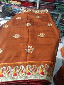 Elegant Embroidered silk Saree