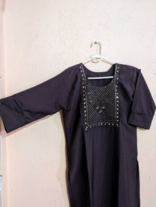 Elegant Wine Kurti with sequin work around the bus