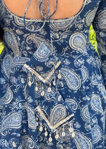 Indigo paisley heavy flair suit set