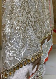 Elegant Silver Embroidered Net Gown Formal Dress