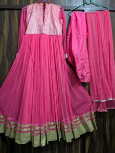 Pink Embroidered And Diamond Set