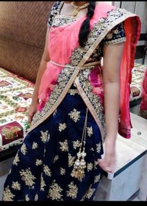 Elegant Blue & Pink Lehenga