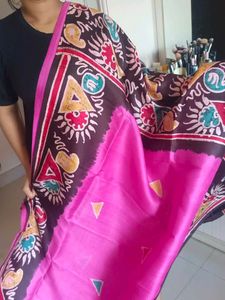 Resham Silk Batik Print Saree