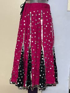 Navratri Pink &amp; Black Embellished Lehenga CholiSet
