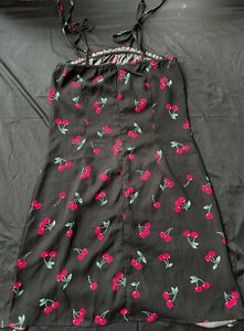 Cherry Print Tie-Strap Mini Dress