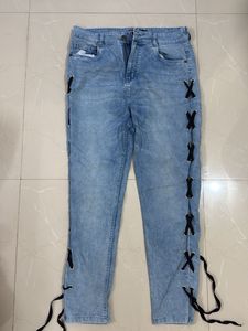Lace-Up Detail Jeans