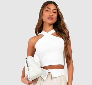 White Criss Cross Crop Top