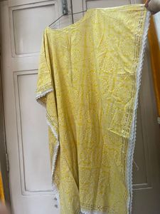 YELLOW BANDHEJ KAFTAN KURTI