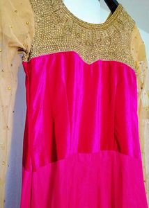 Floor Length Dark Pink Designer Gown