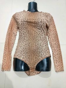 Leopard Print Mesh Bodysuit Free Size M,L