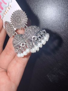 Silver Jhumka Earrings pair