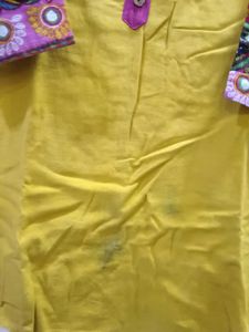 Yellow Embroidered Print Kurti