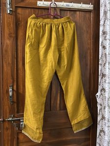 Elegant Mustard Embroidered Kurta set with dupatta