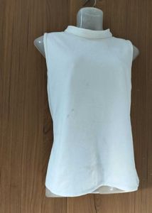 White Mock Neck Sleeveless Top