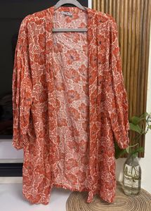 Orange Floral Print Shrug