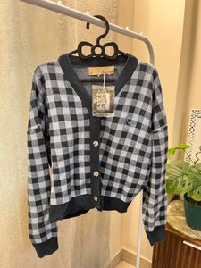 Checked Knit Cardigan