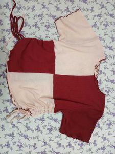 Cute Two-Tone Crop Top