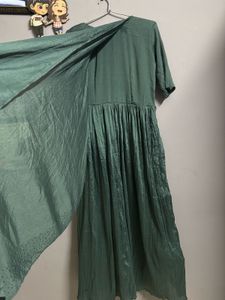Elegant Ethnic Bottle Green Cape Gown