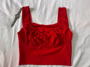 Red Sleeveless Crop Top
