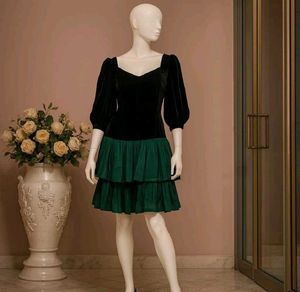 Velvet & Green Party Dress