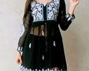 Short Black Chikankari kurti
