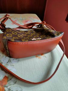 Lavie Tan Brown Logo Printed Sling Bag