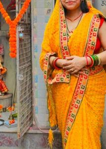 Yellow Printed Saree