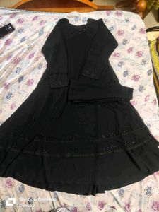 Dubai Abaya Black Beads Umbrella Cutting