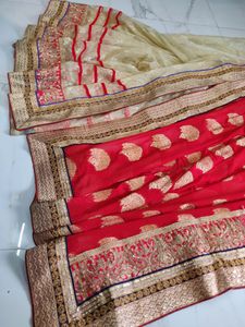 New Pattern Saree Beautiful Contrast Colour ❤
